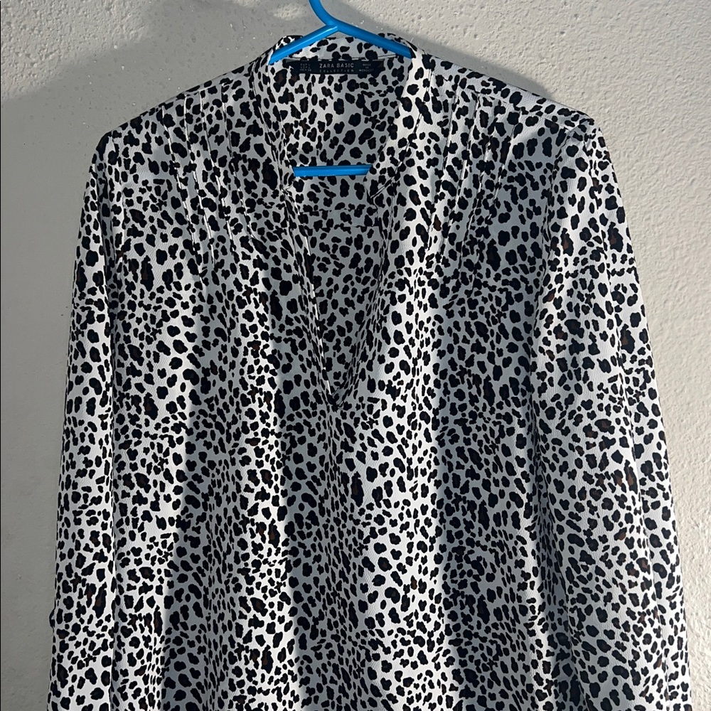 Zara Monochrome Animal Print Blouse